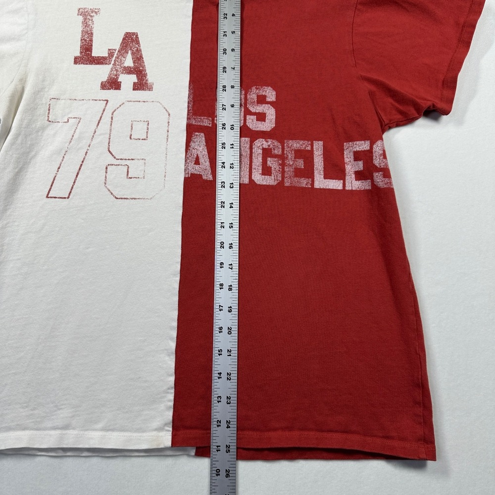 Gilded Intent LA Distressed Oversized Graphic T-Shirt Sz S Split Colorblock Tee - Picture 5 of 9